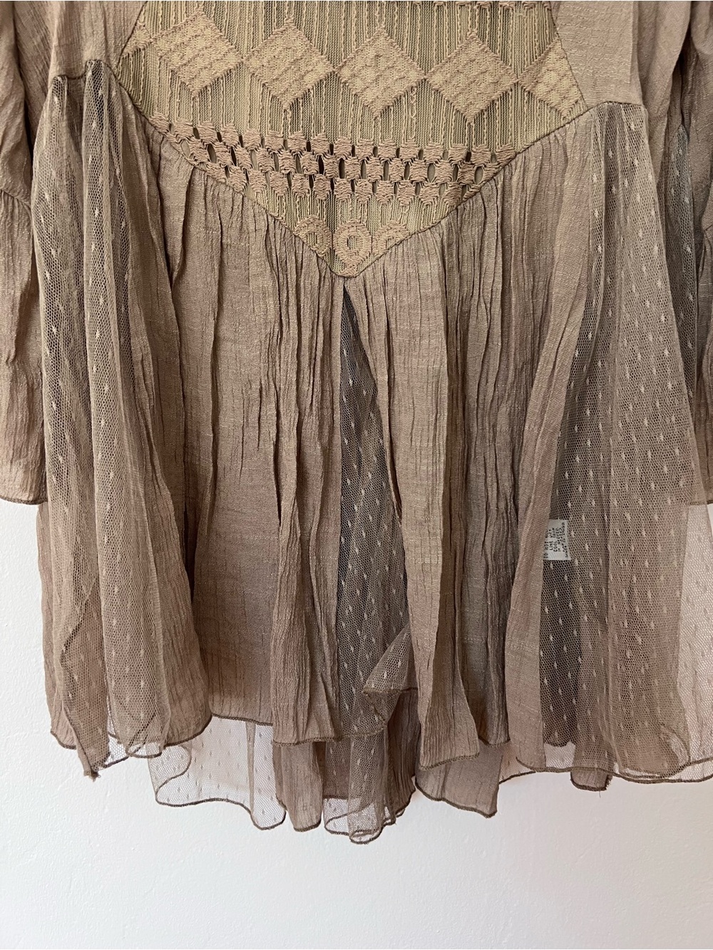Rebellion Boho Ruffle Crochet Peasant Top - Picture 3 of 9